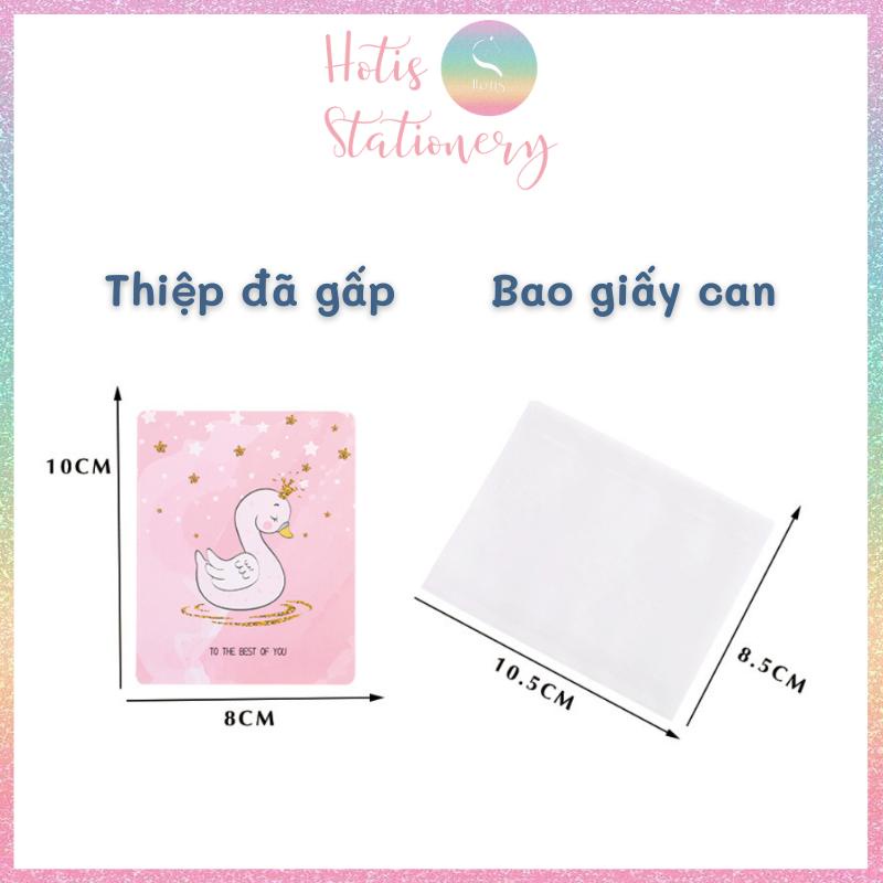 [HOTIS] Thiệp giấy mini gấp gọn kèm bao giấy can - 10 x 8cm - 12 mẫu