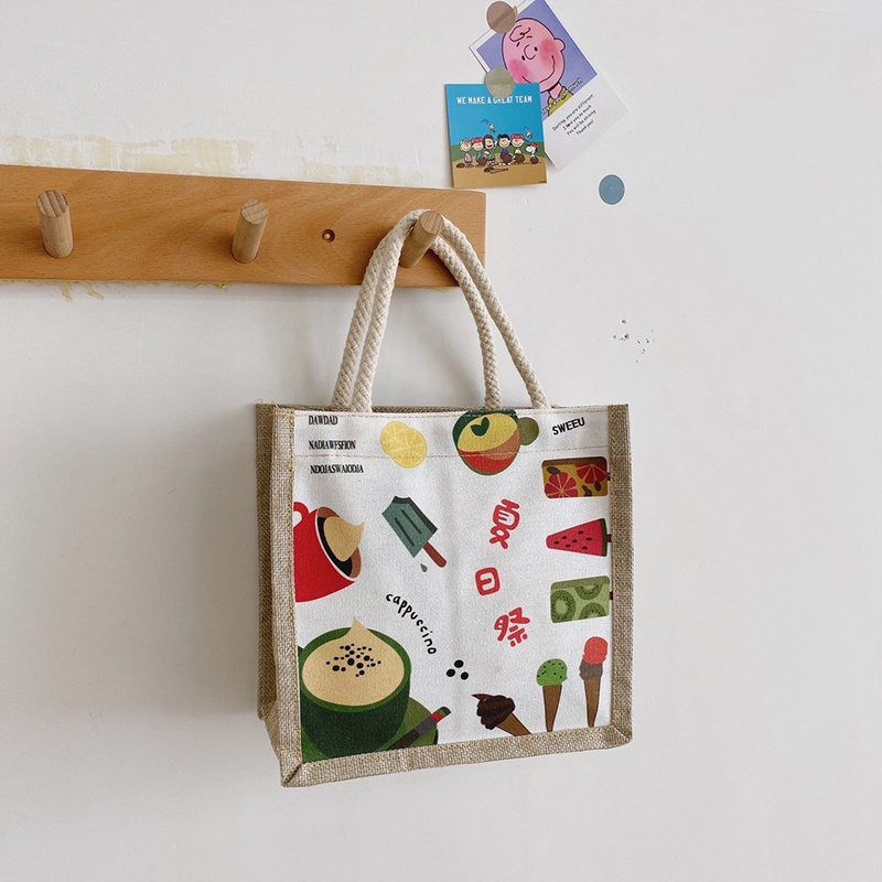 Túi xách tay IELGY vải canvas phong cách Nhật Bản xinh xắn thời trang dành cho nữ