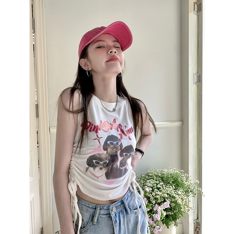 77 Áo Thun Không Tay Dáng Ôm In Họa Tiết Phong Cách Mỹ Thời Trang Cho Nữ