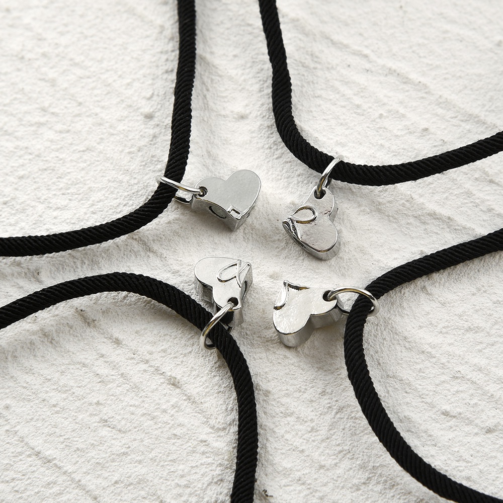 Set 4 Vòng Tay Dây Bện Từ Tính Hình Cỏ Ba Lá / Trái Tim Cho Cặp Đôi Nam Nữ