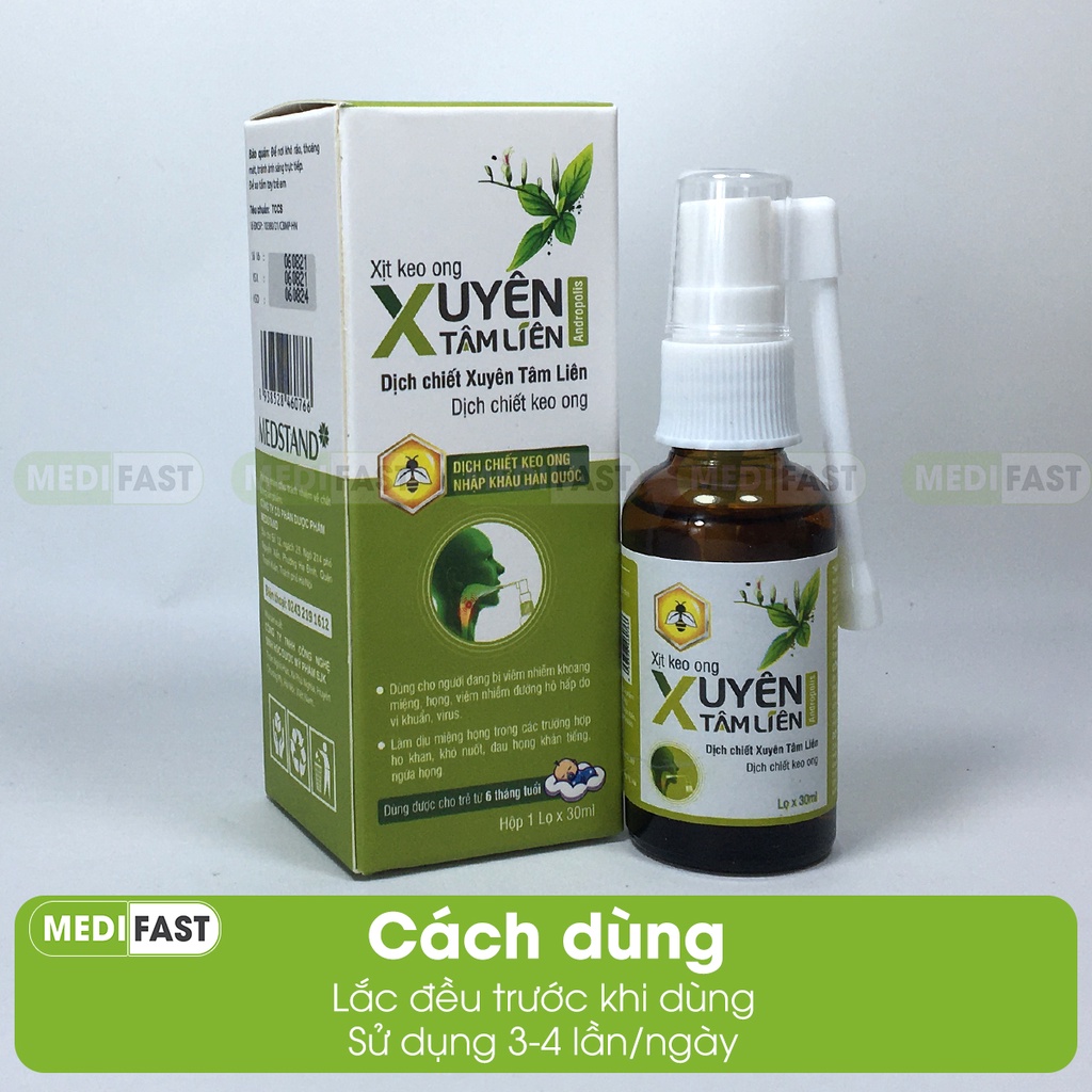 Xịt họng từ keo ong - Lọ 30ml - xuyên tâm liên cho bé từ 6 tháng, hỗ trợ giảm ho, nhiệt miệng cho trẻ từ thảo dược