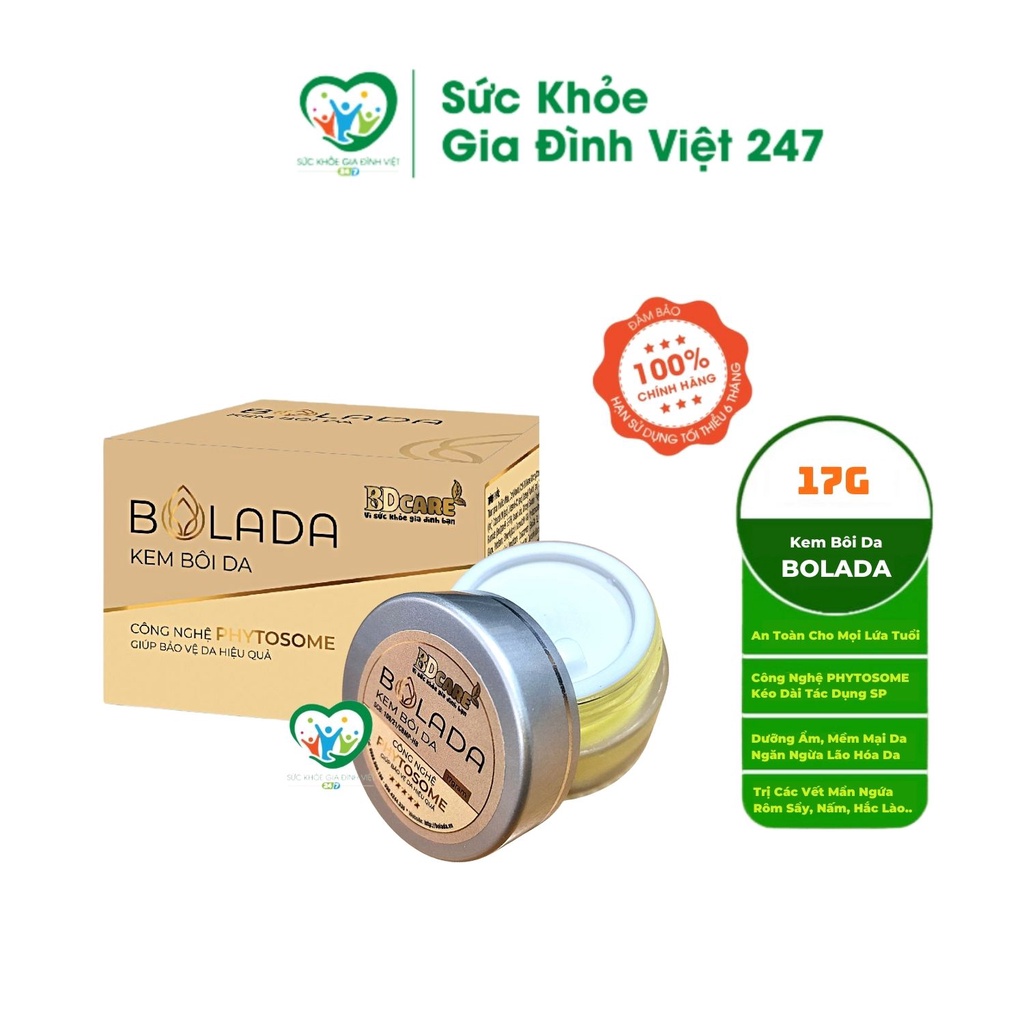 Bolada - 17G - Kem Bôi Da Nấm Ngứa, Hắc Lào, Ghẻ, Viêm Lỗ Chân Lông, Viêm Da Cơ Địa Zona Các Bệnh Ngoài Da BDcare