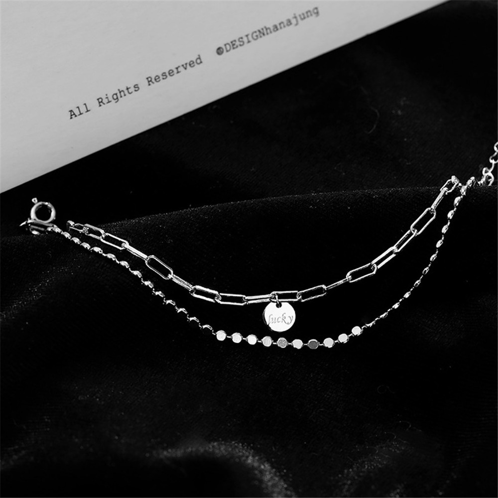 Vòng tay hai lớp mặt hình học phong cách Hàn Quốc dễ phối đồ