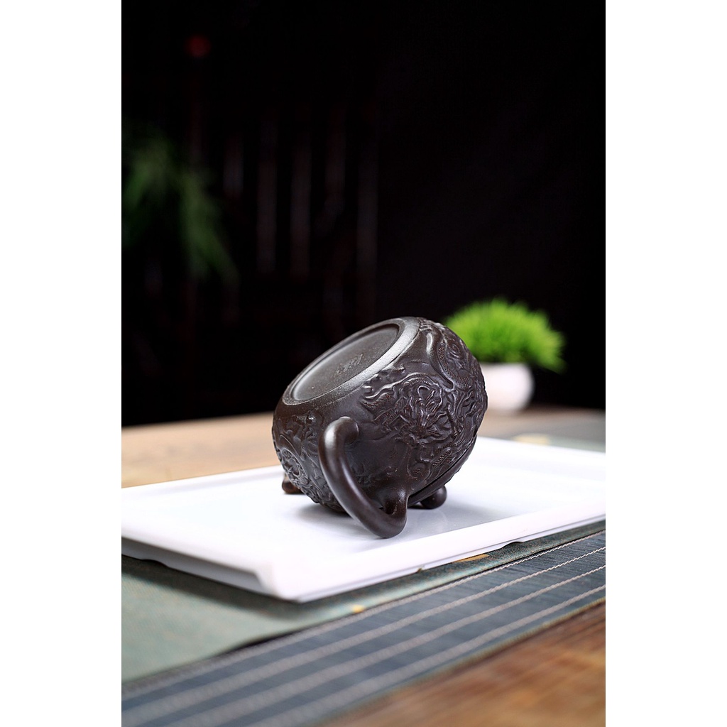 Ấm Tử Sa Nghi Hưng Tây Thi Văn Long 300 ml (Hắc Kim Sa)