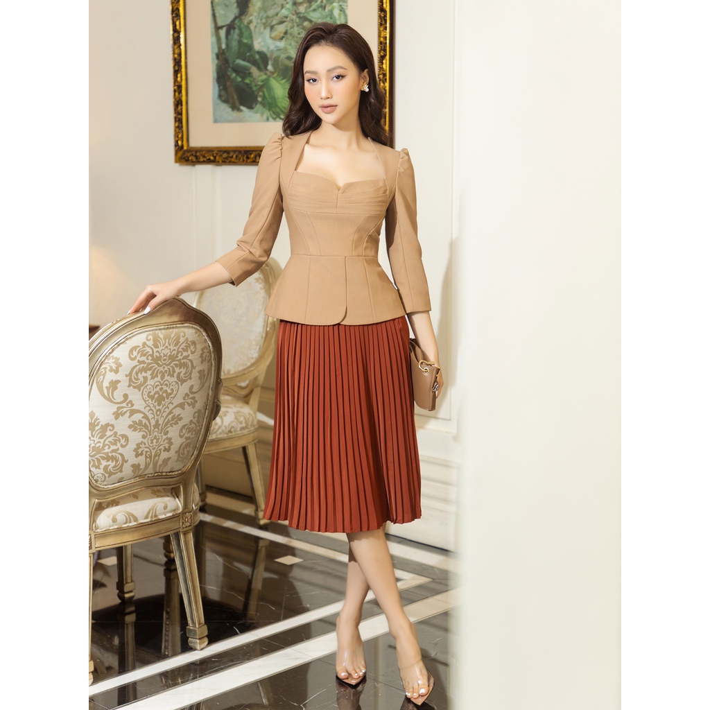 Áo cúp ngực xếp ly nhún vai D.CHIC MS: 160414