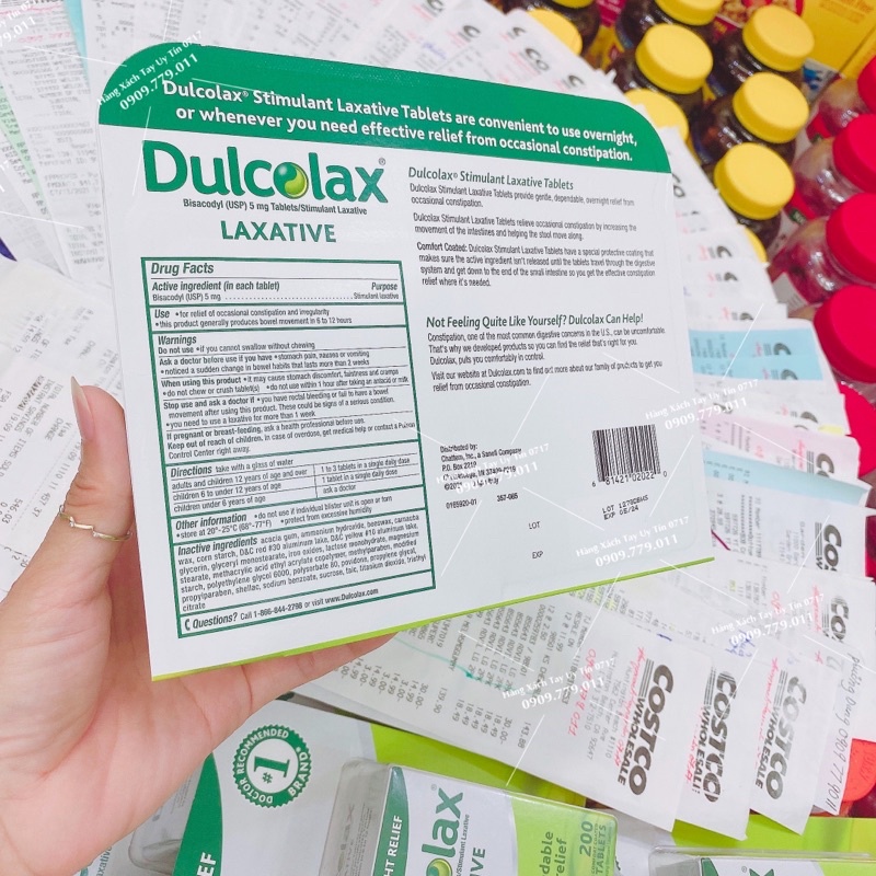 Viên uống nhuận tràng táo bón Detox Dulcolax Laxative 200 viên hàng chuẩn Mỹ đi Air