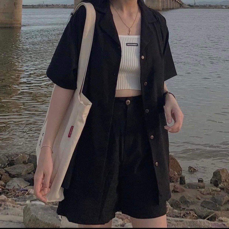 Bộ SEt cho nữ cực xinh áo VEST cực sang mix đùi FREESIZE chất da lộn dày đẹp