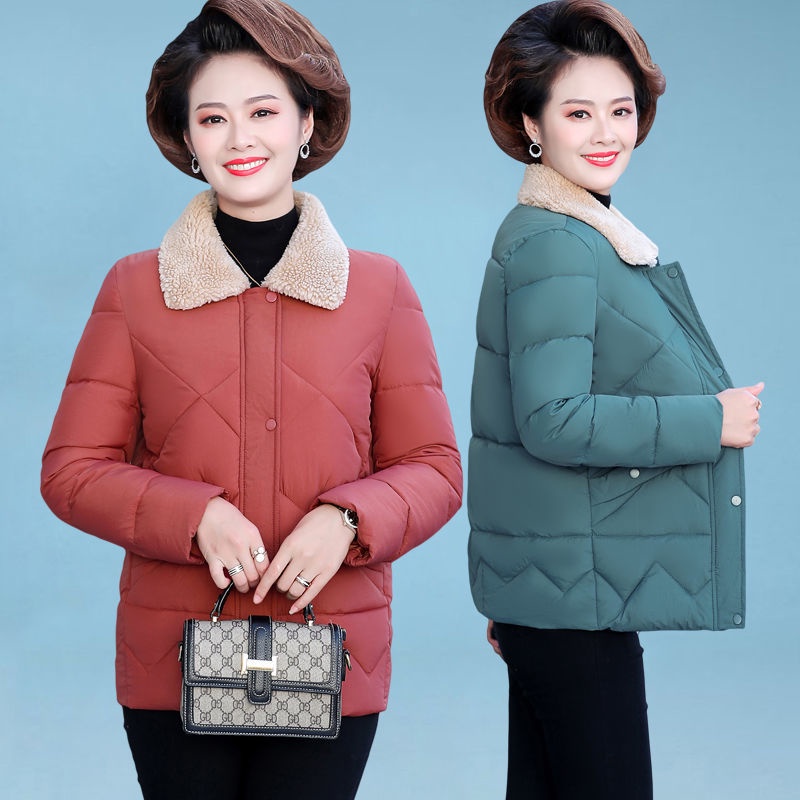 ✳✳Áo khoác dạ trung niên cho mẹ trung niên, áo khoác đệm bông ấm áp, áo khoác dạ nữ nỉ nhung dáng ngắn, áo khoác đệm lót
