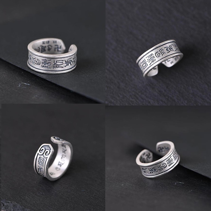 Nhẫn Lớn Nam Làm như cũ Hán tự Cổ điển Nhẫn có thể điều chỉnh Bạc Thái Phong cách Hống hách Vòng đuôi NH-195