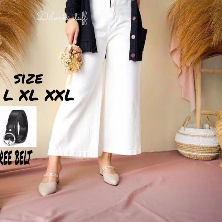 Bán Chạy Nhất!! (Lr 010) (Thắt Lưng) (Thắt Lưng Miễn Phí) Quần Culottes // Hoa Tử.Army.Trắng. Đen