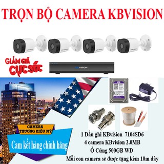 Trọn bộ 4 camera A2111C4 đầy đủ phụ kiện - Gồm đầu ghi - ổ cứng - nguồn - Hàng Chính Hãng