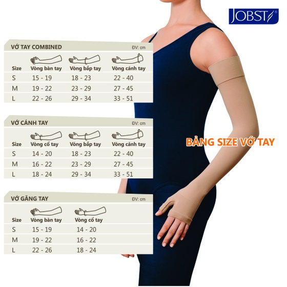 Vớ cánh - bàn tay hỗ trợ phù bạch huyết JOBST Bella Lite chuẩn áp lực 20-30mmHg màu da - MEDICAL