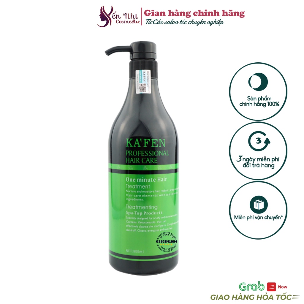 Lẻ Dầu Xả Tóc Kafen Xanh hoàn hình cấu trúc sợi tóc dầu kafen 800ml- mỹ phẩm tóc yến nhi DG15