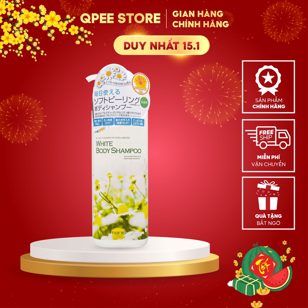 ✅[CHÍNH HÃNG] Sữa tắm trắng da toàn thân Manis White Body Shampoo 450ml - QPEE STORE