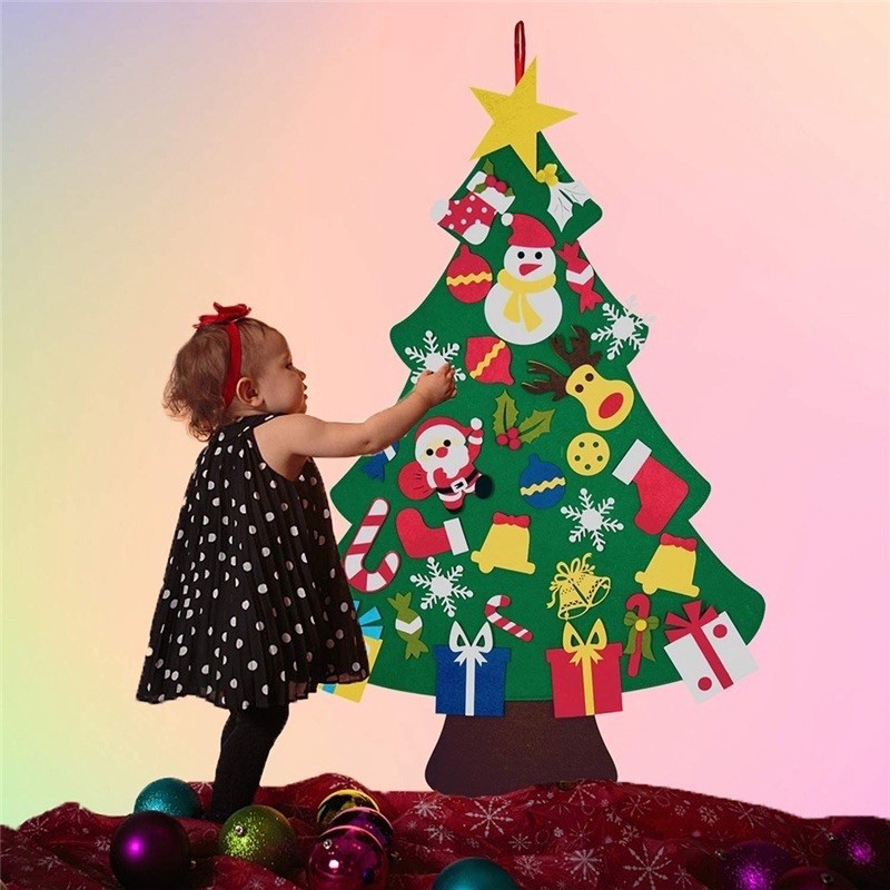 Cây thông noel vải dạ, vải nỉ 32 chi tiết, đồ trang trí giáng sinh