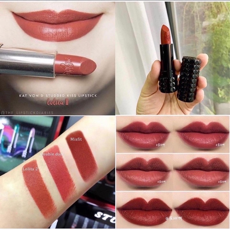 AUTH - OFF 50% SON SÁP MỊN KAT VON D STUDDED KISS MÀU LOLITA2, DOUBLE DARE, MISFIT