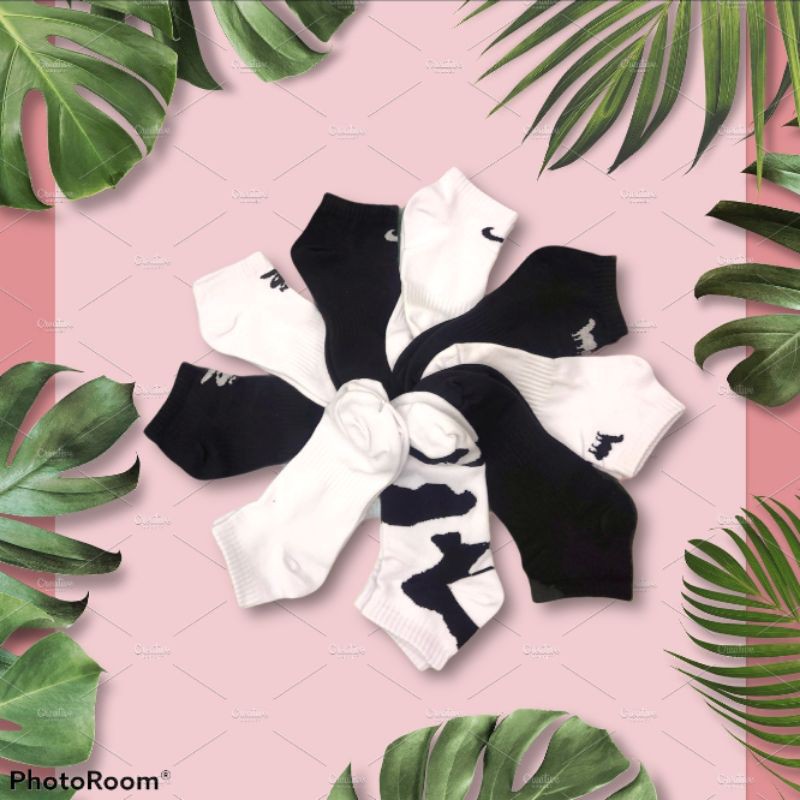 Combo 10 đôi vớ ngắn unisex cotton dày nhiều hoa văn