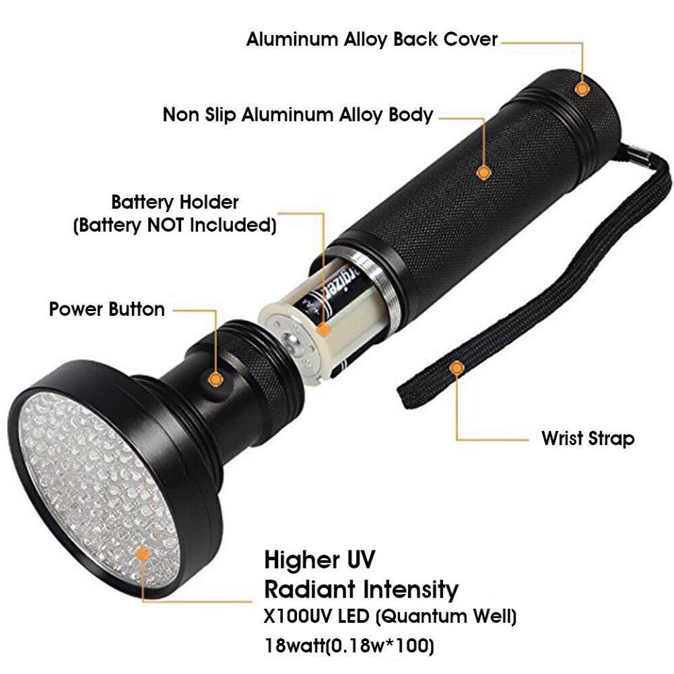 Đèn Pin UV Led 21 bóng 18W sấy keo uv, soi tiền, tìm vật trú ẩn cầm tay tiện dụng 2023