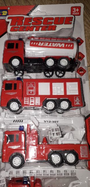 Sét 4 chiếc xe công trình hoặc 4 xe cứu hỏa bằng nhựa chạy chớn