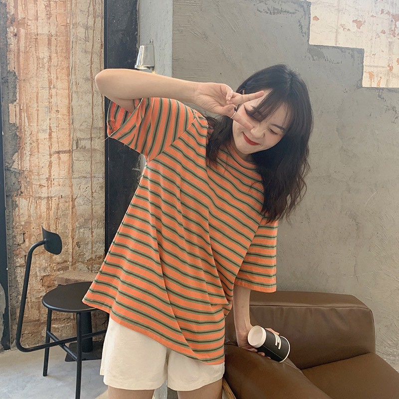 🆕 Áo thun kẻ 5d KA Closet chất thun mềm mát in 5d không nhòe,5 màu from thụng, tay lỡ hot