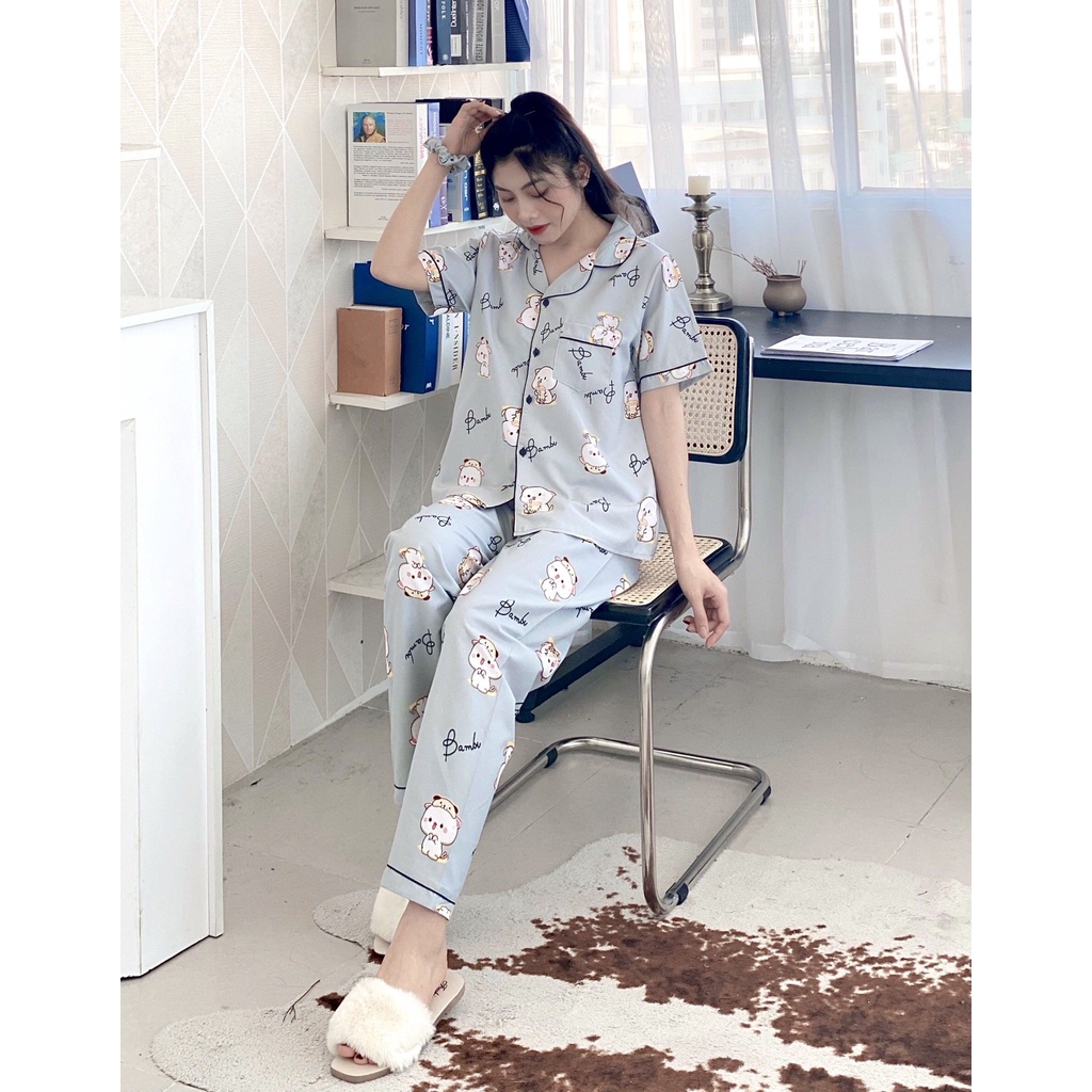 Bộ ngủ Pijama quần dài áo ngắn tay hàng loại 1 chuẩn xịn bộ mặc nhà pijama loại CỘC DÀI