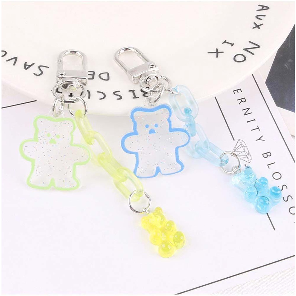 Móc Khóa Thiết Kế Đáng Yêu Xinh Xắn ​ Túi Xách Bằng Acrylic Họa Tiết Gấu Hoạt Hình Dễ Thương