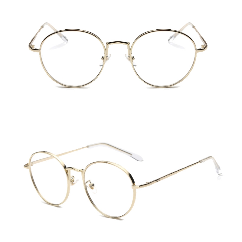 Glasses Round Metal Frame Men Transparent Lens Vintage