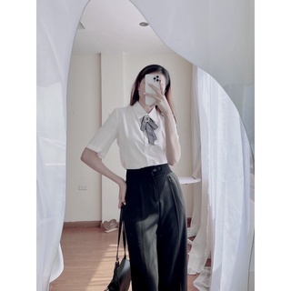 Miran shirt - áo sơ mi trơn cộc tay kèm tag caro