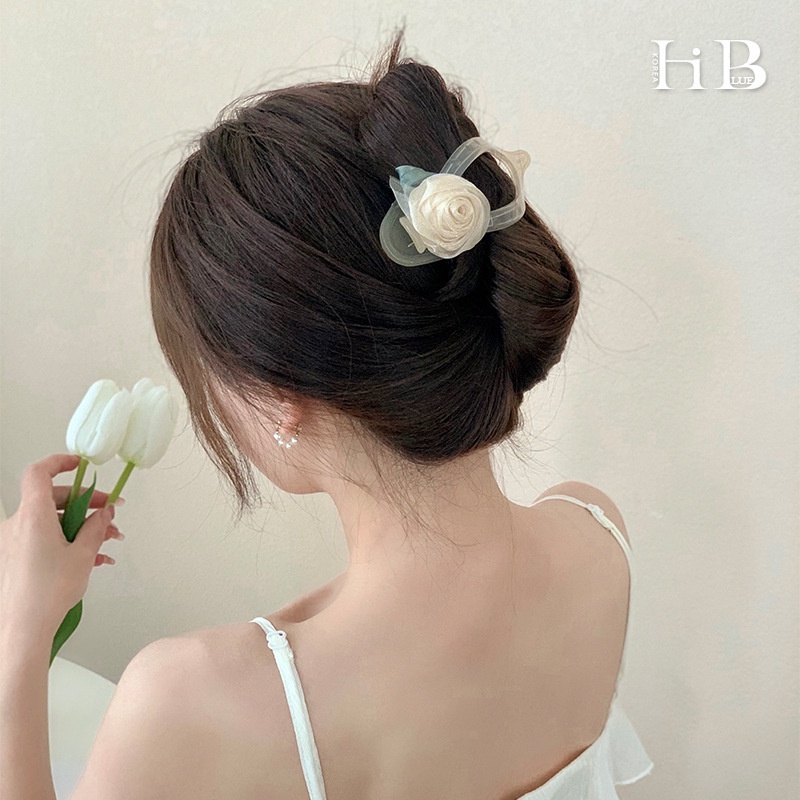 Kẹp Tóc Hình Hoa Trà Phối Lưới Thời Trang Hàn Quốc Cho Nữ