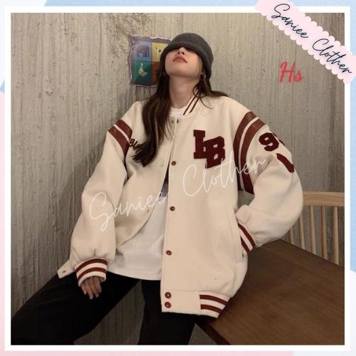 Áo khoác bomber unisex áo varsity jacket nam nữ chất nỉ cúc bấm LB 93 streetstyle Saniee Clother
