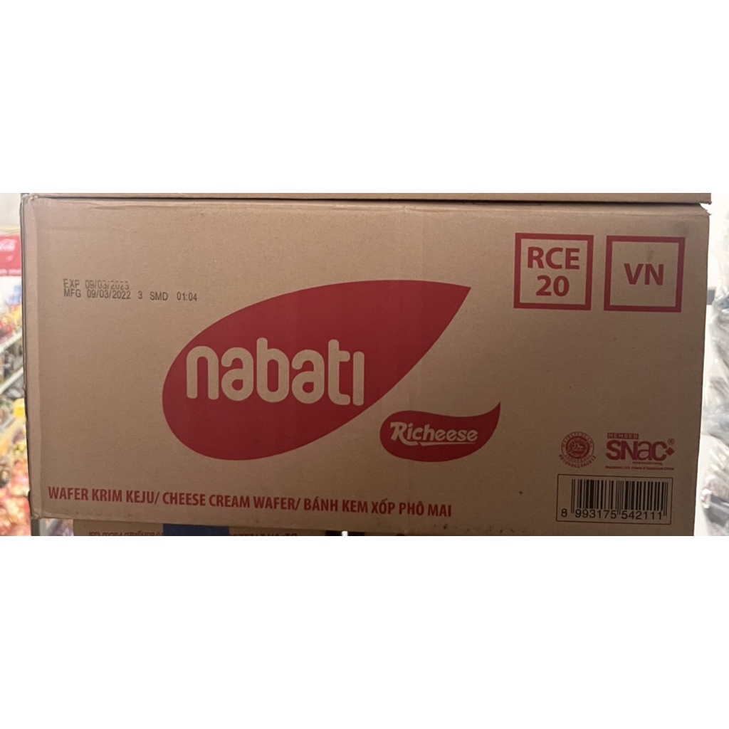 1 thùng bánh Nabati Phô Mai/Socola Bịch 10 Gói x 17g