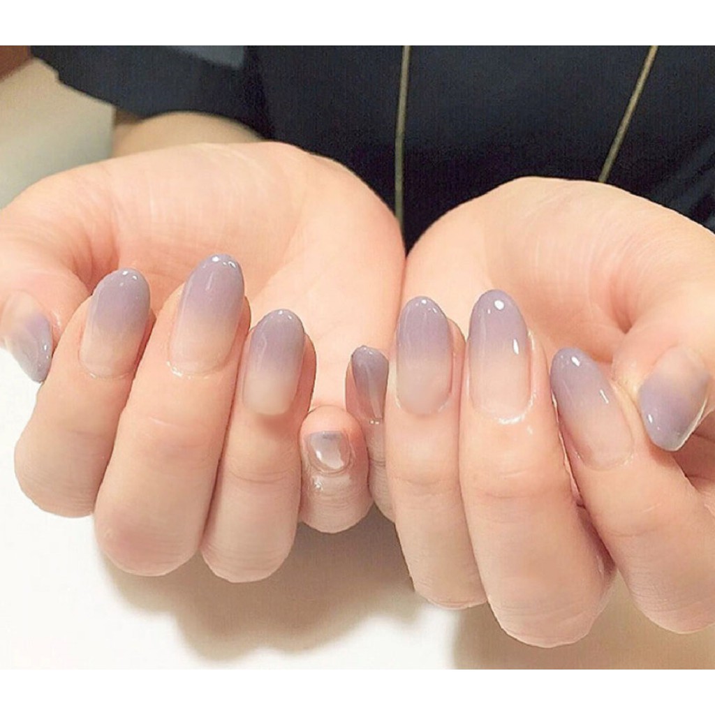 Hộp 24 Móng Tay Giả Ombre Tím Nhọn (tặng keo) | Shopee Việt Nam