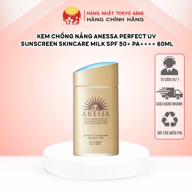 Kem chống nắng Anessa Perfect UV Sunscreen Skincare Milk SPF 50+ PA++++ 60ml ( Hàng Chính Hãng )