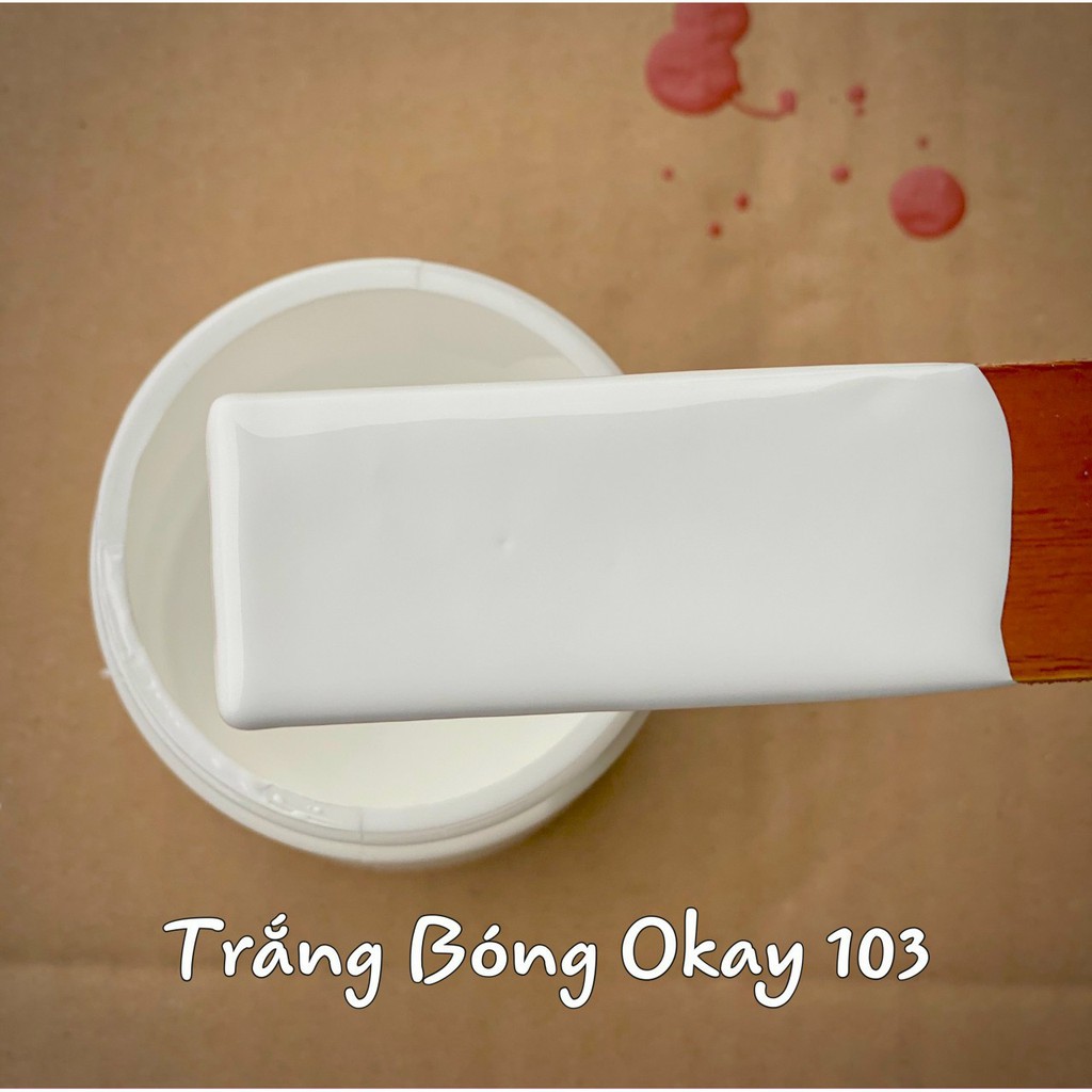 Sơn chậu kiểng hệ nước ngoài trời Okay màu trắng bóng #103 (siêu bóng) 1Kg