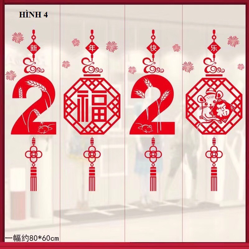 Decal dán kính trang trí Tết