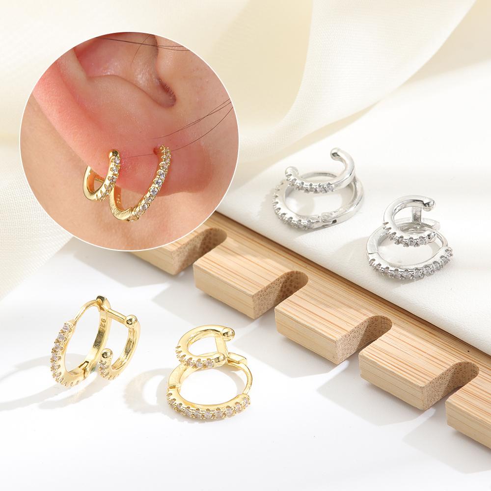 Khuyên Tai Hai Lớp Hình Hoa Hồng|Khuyên Tai Leo Núi Nhiều Màu Sắc Quyến Rũ Cho Nam Và Nữ