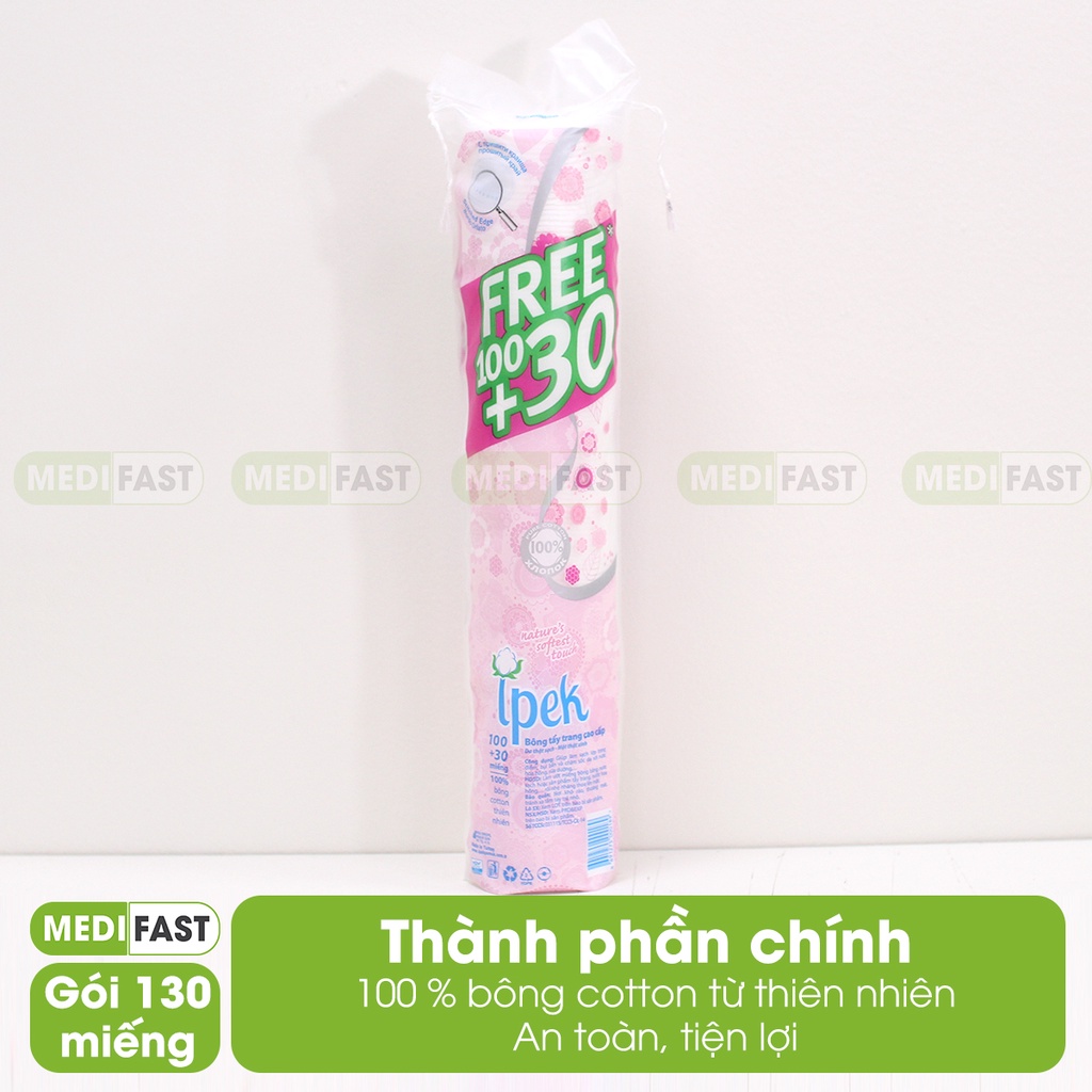 Bông tẩy trang cotton pads chính hãng Ipek - giúp làm sạch lớp trang điểm, bụi bẩn (80/130/150 miếng) từ bông tự nhiên