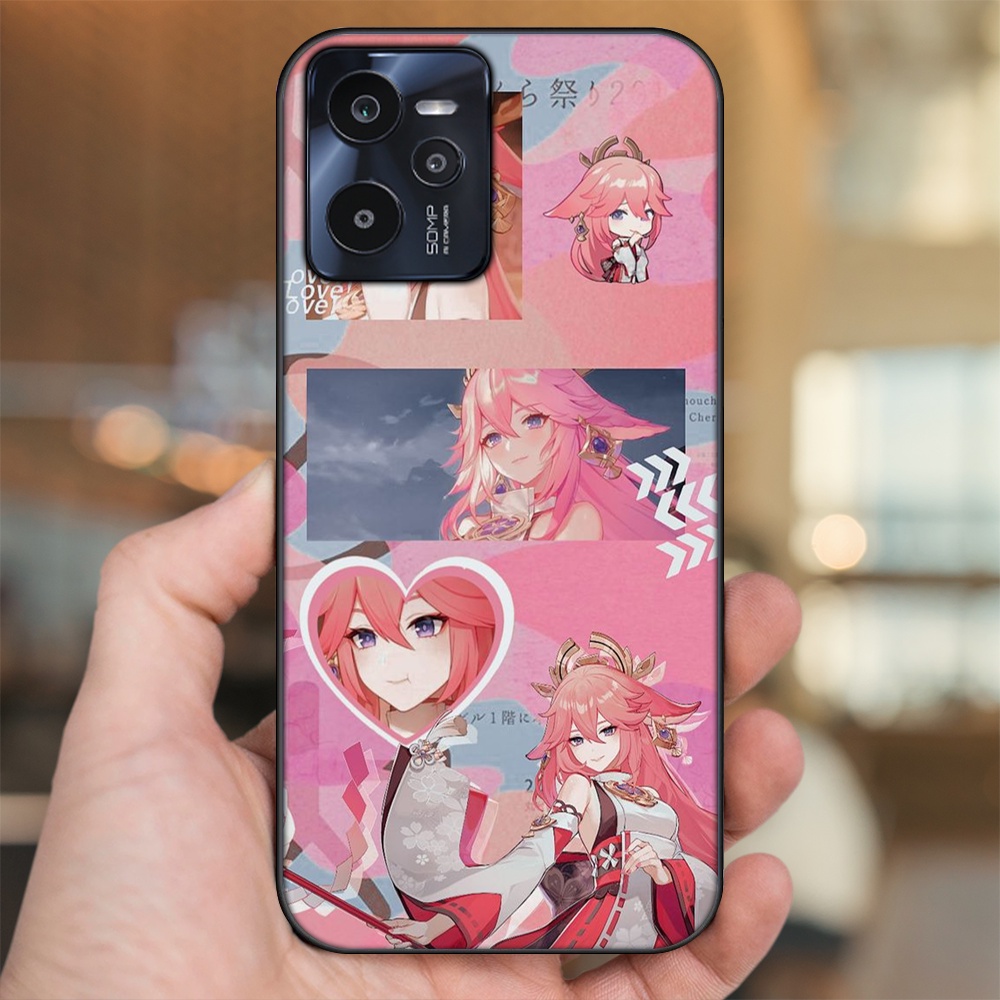 Ốp lưng Realme C35 viền đen in hình Yae Miko Genshin Impact