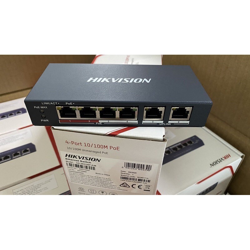 Switch mạng 6 cổng HIKVISION DS-3E0106P-E/M, POE, 2 cổng Uplink (chính hãng Hikvision Việt Nam)