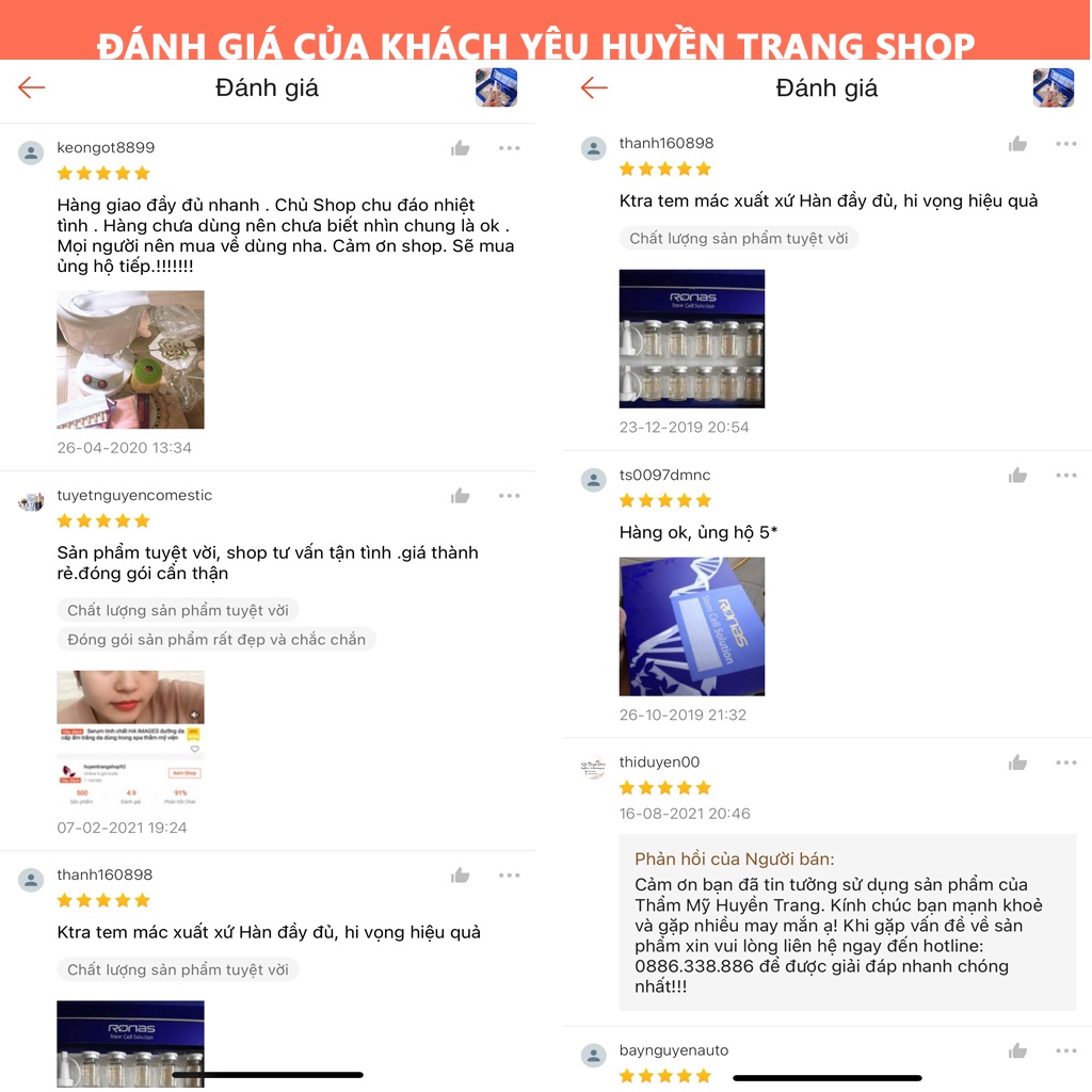 Tế Bào Gốc Hàn Quốc RONAS, serum chăm sóc da, trắng da, se khít, mờ thâm, nám, căng bóng, trẻ hóa da (Tặng nút chiết)