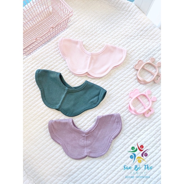 Yếm vải cho bé Vella Bunnie Blossom Hàn Quốc từ 0-4 tuổi, yếm cổ hoa cho bé ăn dặm