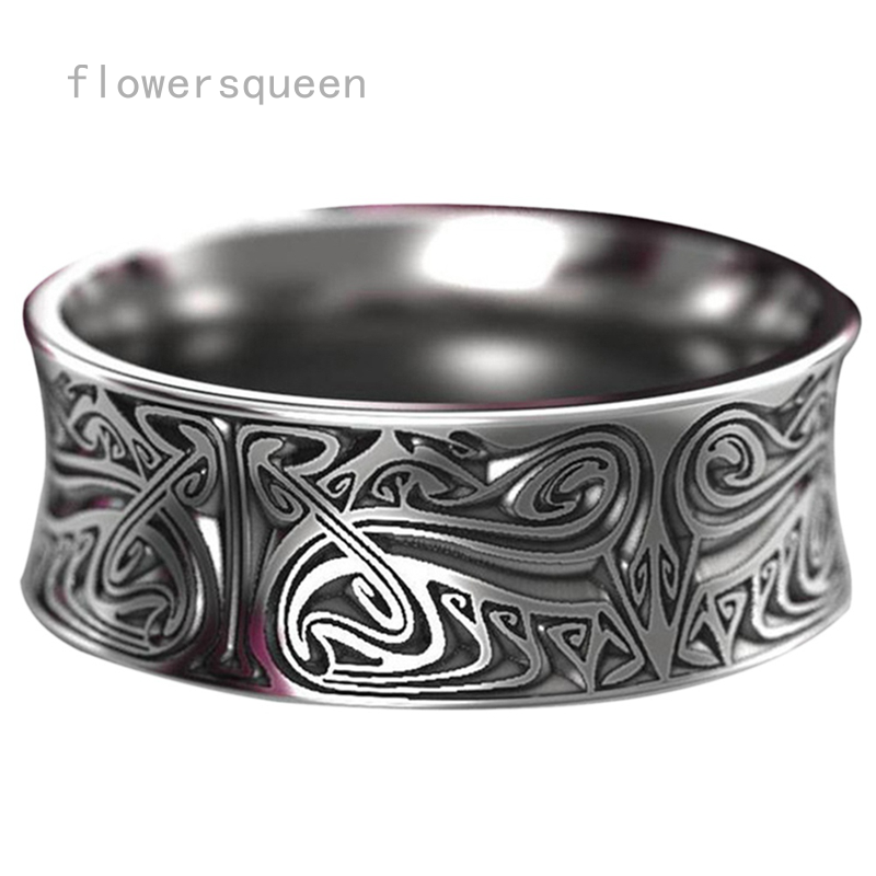 flowersqueen Nhẫn Kim Loại Phong Cách Viking Cổ Điển Cho Nam