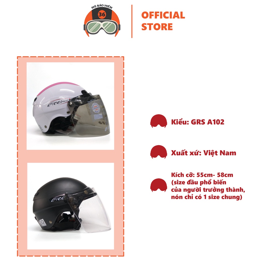 Combo mũ bảo hiểm GRS A102 kèm kính A7