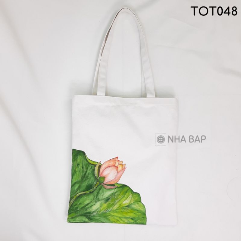 Túi tote đẹp NHABAP có túi con khóa miệng khổ đựng vừa A4 túi tote local brand vải dày Vẽ Handmade làm quà tặng TOT006