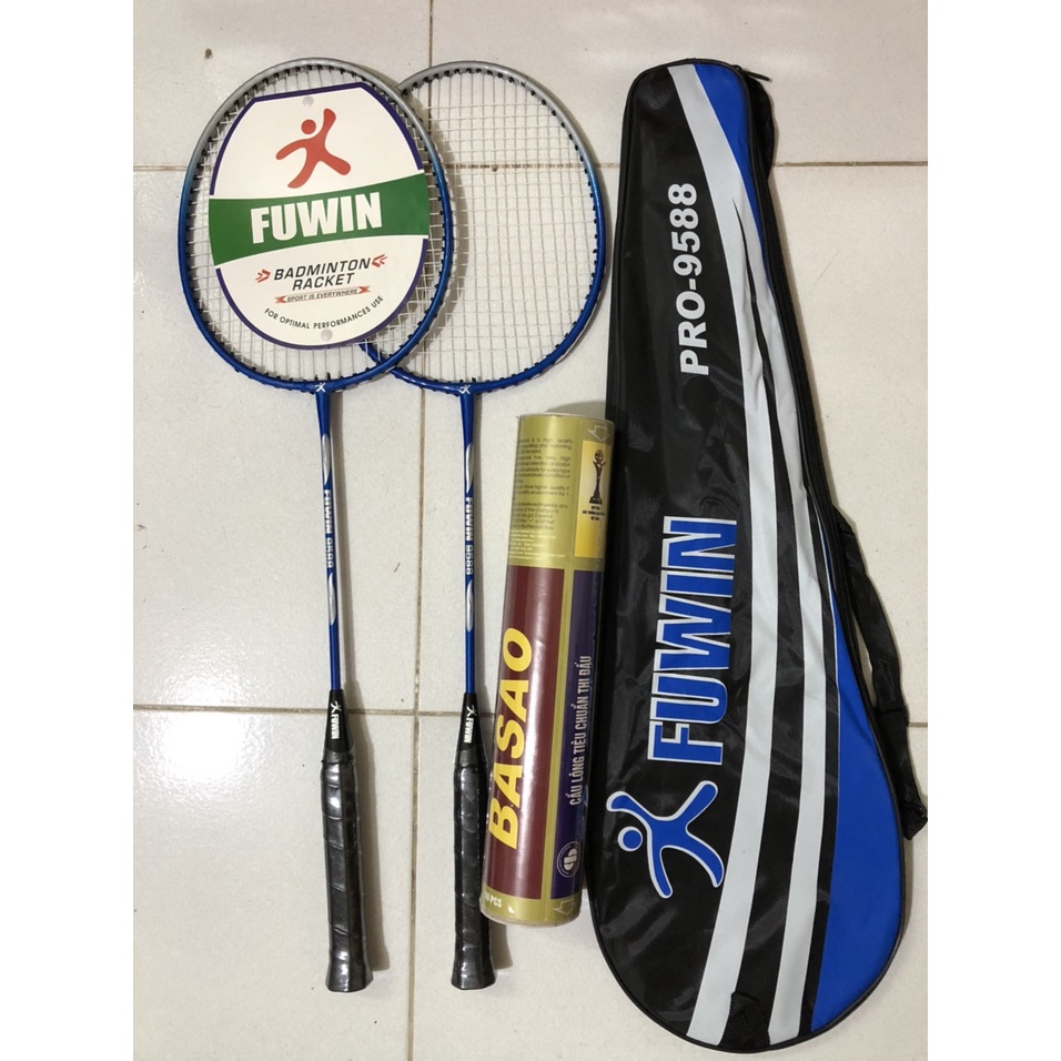 ComBo 2 Cây vợt Cầu lông FuWin Đánh Tập + 1 Hộp Cầu 3 Sao + Túi Đựng Vợt ( Màu Sắc Ngẫu Nhiên )