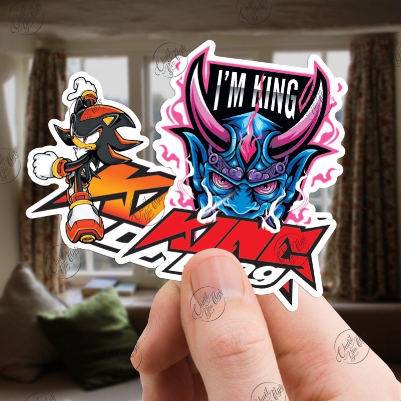 Bộ 9 tem decal King Drag chống nước chất lượng cao dán xe trang trí nón bảo hiểm NT 20