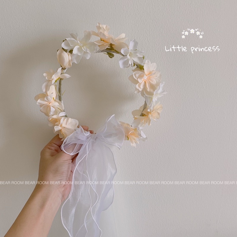 Vòng hoa đội đầu Little Princess cho bé (kèm voan)