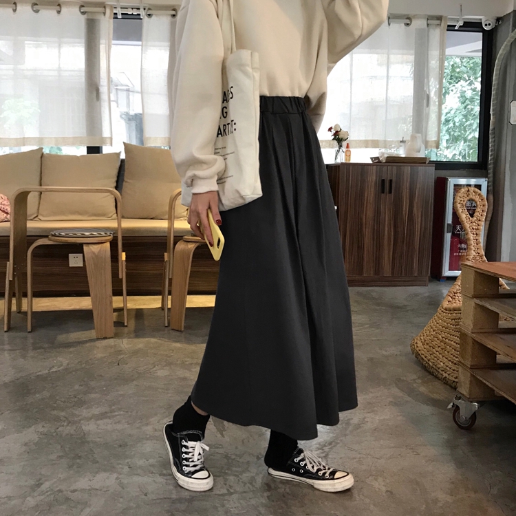 SUXI Chân Váy Chữ A Lưng Cao Phong Cách Hàn Quốc