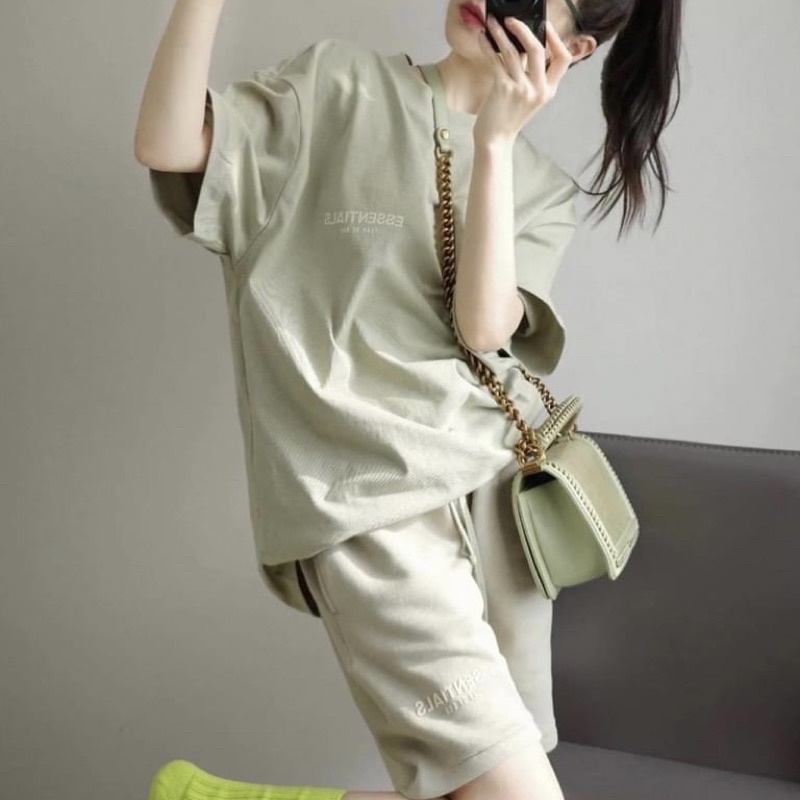 Áo và quần Fear Of God FOG Essentials SS22 Seafoam bản cao cấp, set đồ FOG Essentials chất liệu cotton