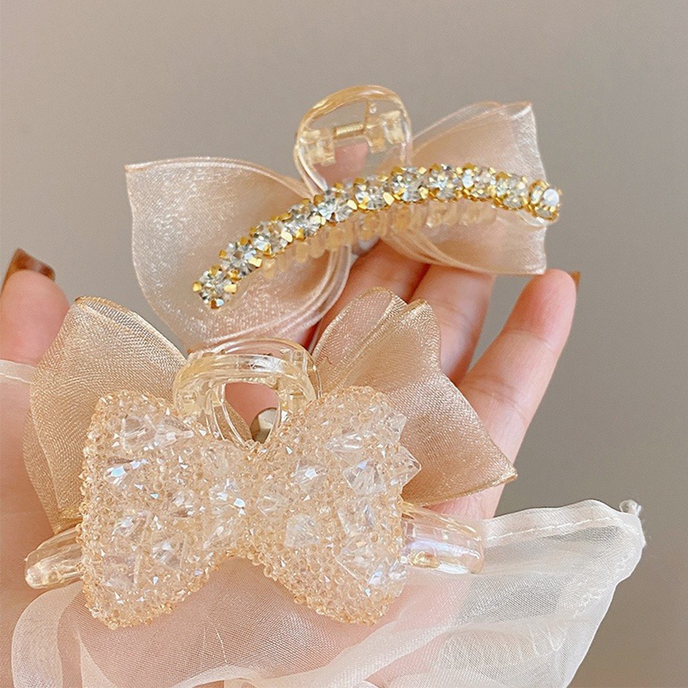 Kẹp Tóc Nơ Đính Đá Hai Mặt Cỡ Nhỏ Hàng Mới Thời Trang Mùa Xuân